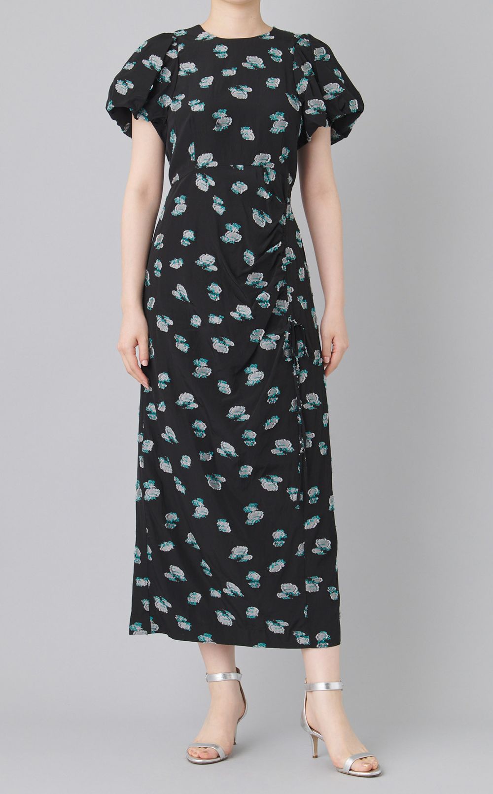 ジャガードパフスリーブワンピース