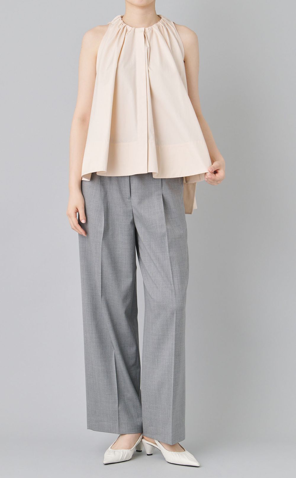 コットンギャザーチュニックブラウス