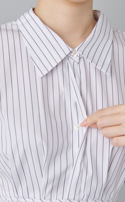 2wayネックフレアシャツワンピース