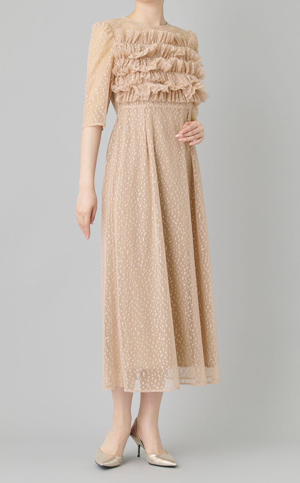 ランダムドットフリルワンピース