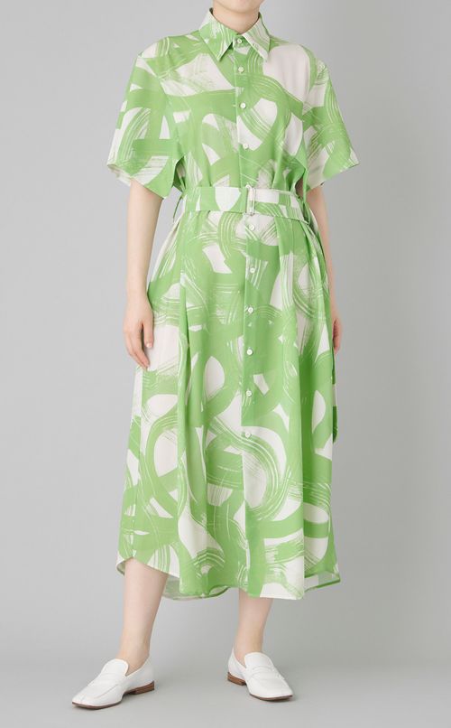 プリントスクエアスリーブドレス