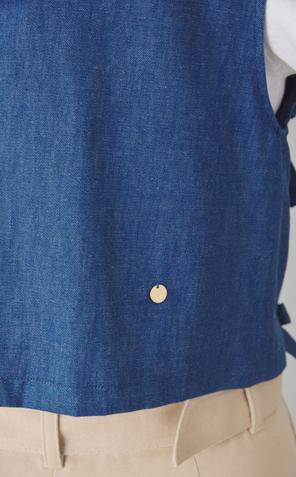 リボンデニムベストブラウス