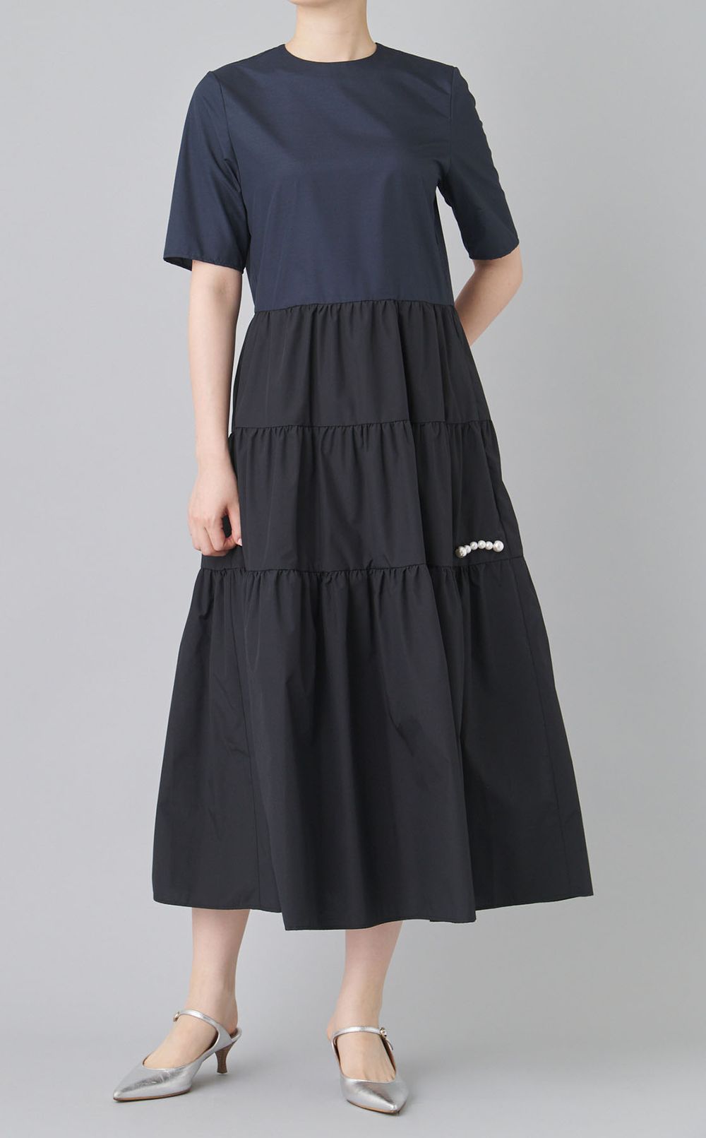 バイカラーティアードワンピース