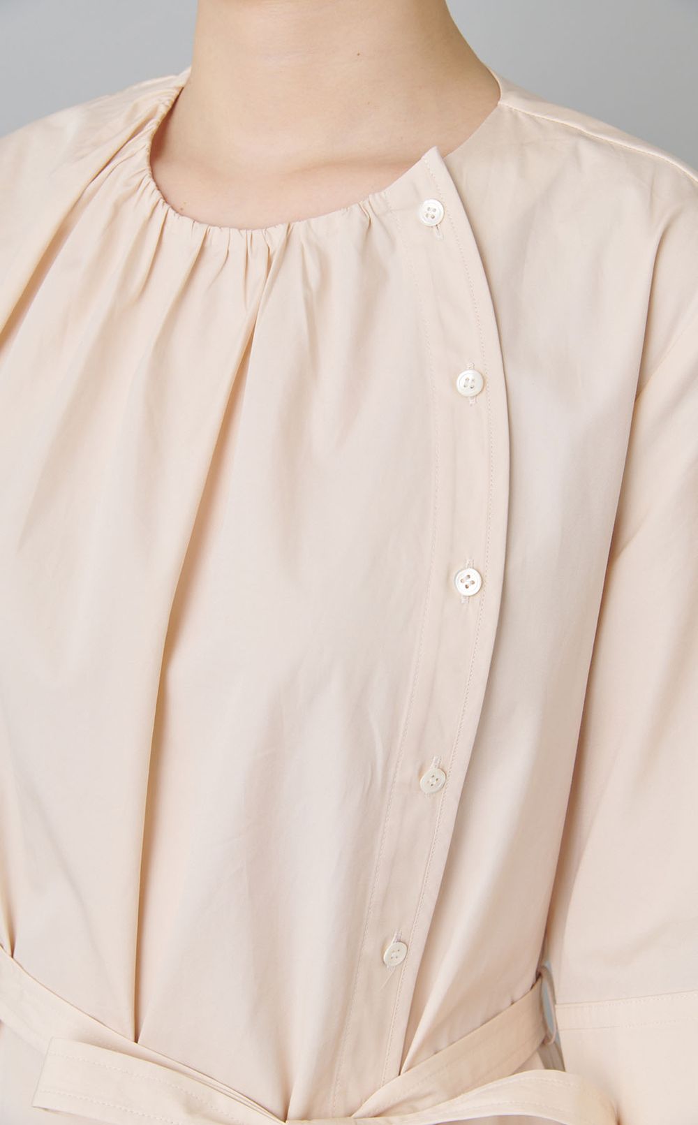 コットンギャザーベルテッドワンピース