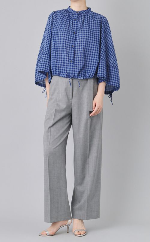 ウーステッドタックワイドパンツ