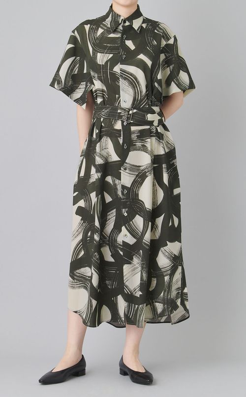 プリントスクエアスリーブドレス