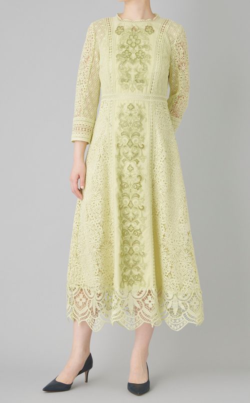 カットワークコンビレースドレス