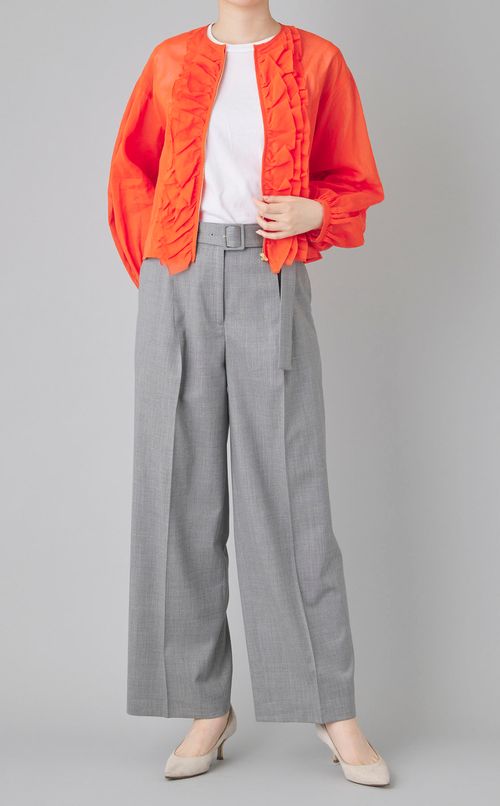 コットンオーガンジーラッフルブルゾン