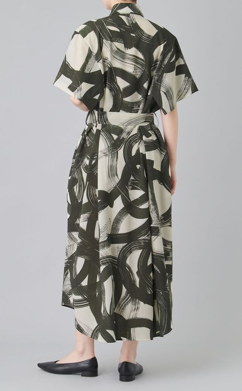 プリントスクエアスリーブドレス