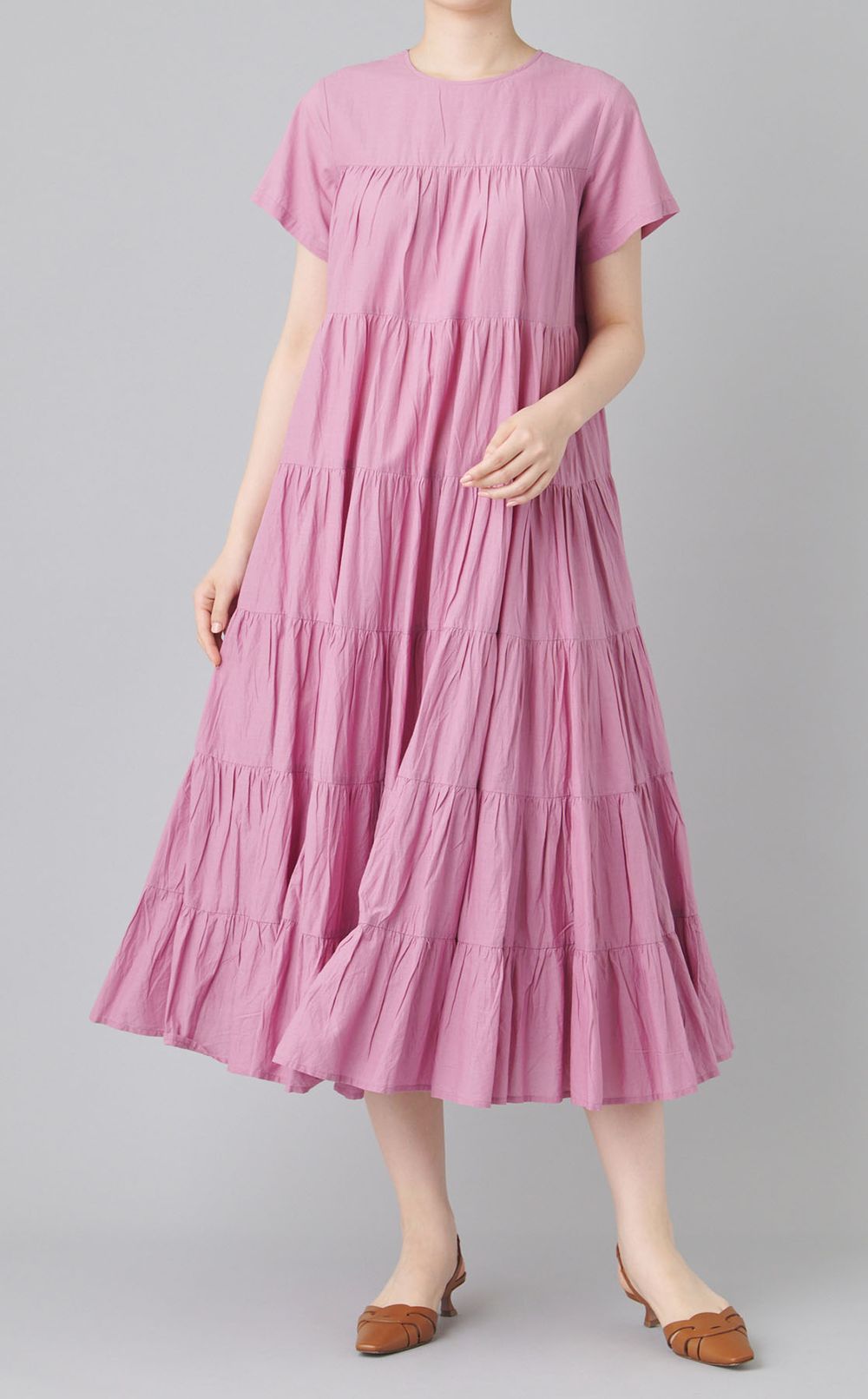 コットンボイルティアードワンピース