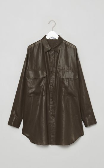 シアーフラップポケットロングシャツ