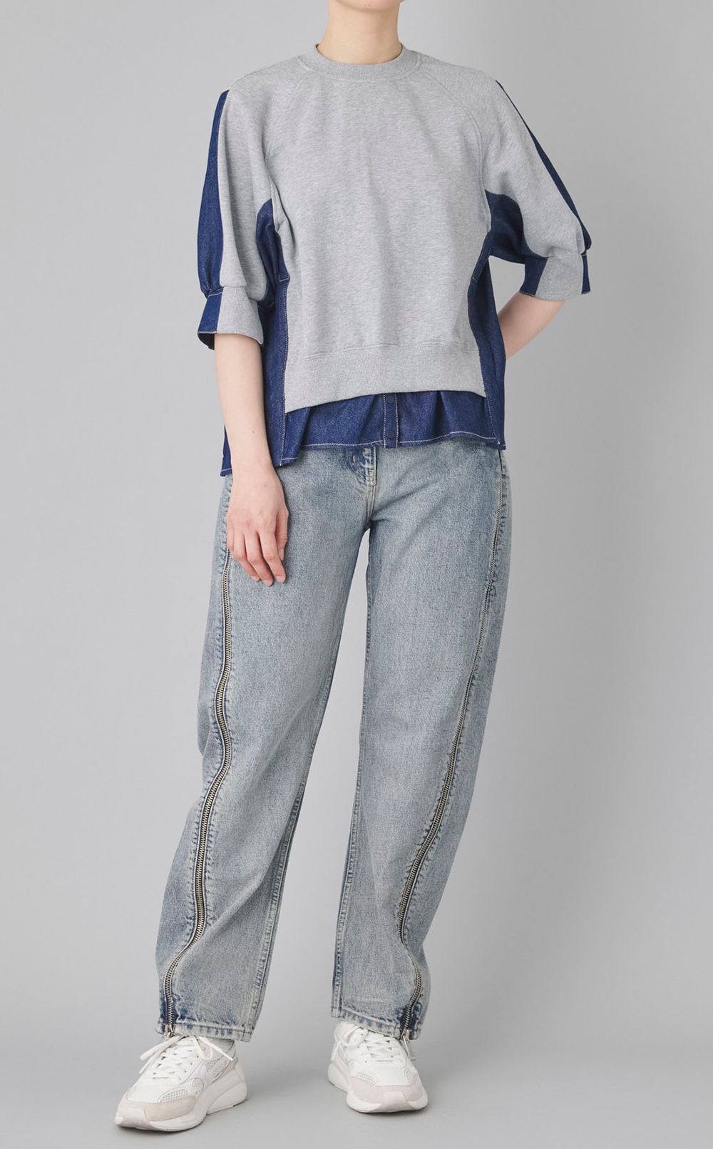 ダブルジップカーブデニムパンツ