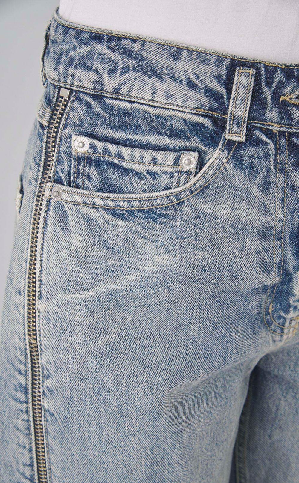 ダブルジップカーブデニムパンツ