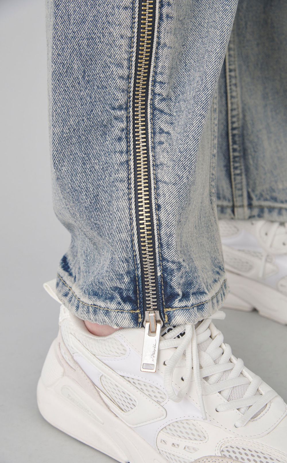 ダブルジップカーブデニムパンツ