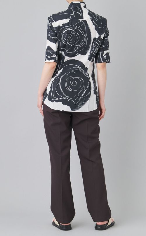 ローズプリントショートスリーブブラウス