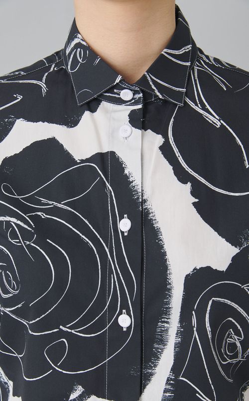 ローズプリントショートスリーブブラウス