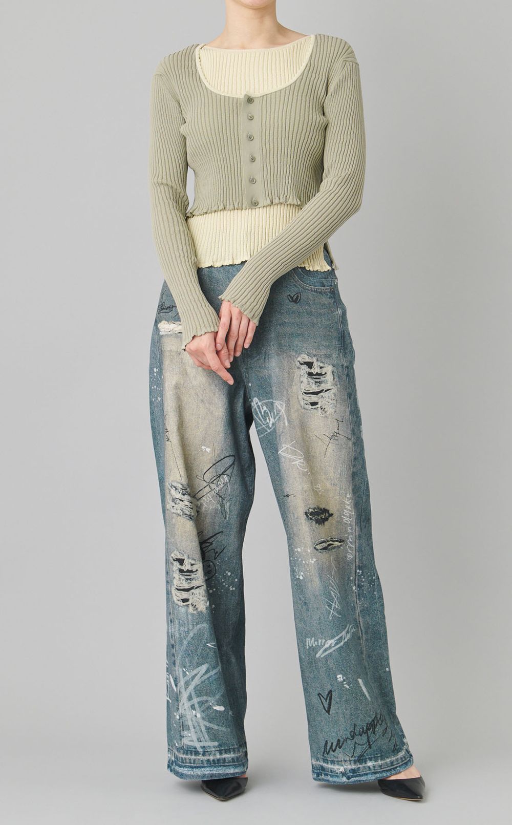 ハイゲージリブ2wayカーディガン