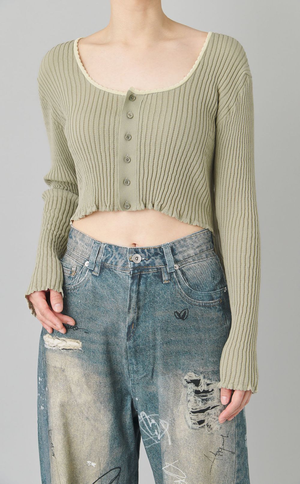 ハイゲージリブ2wayカーディガン