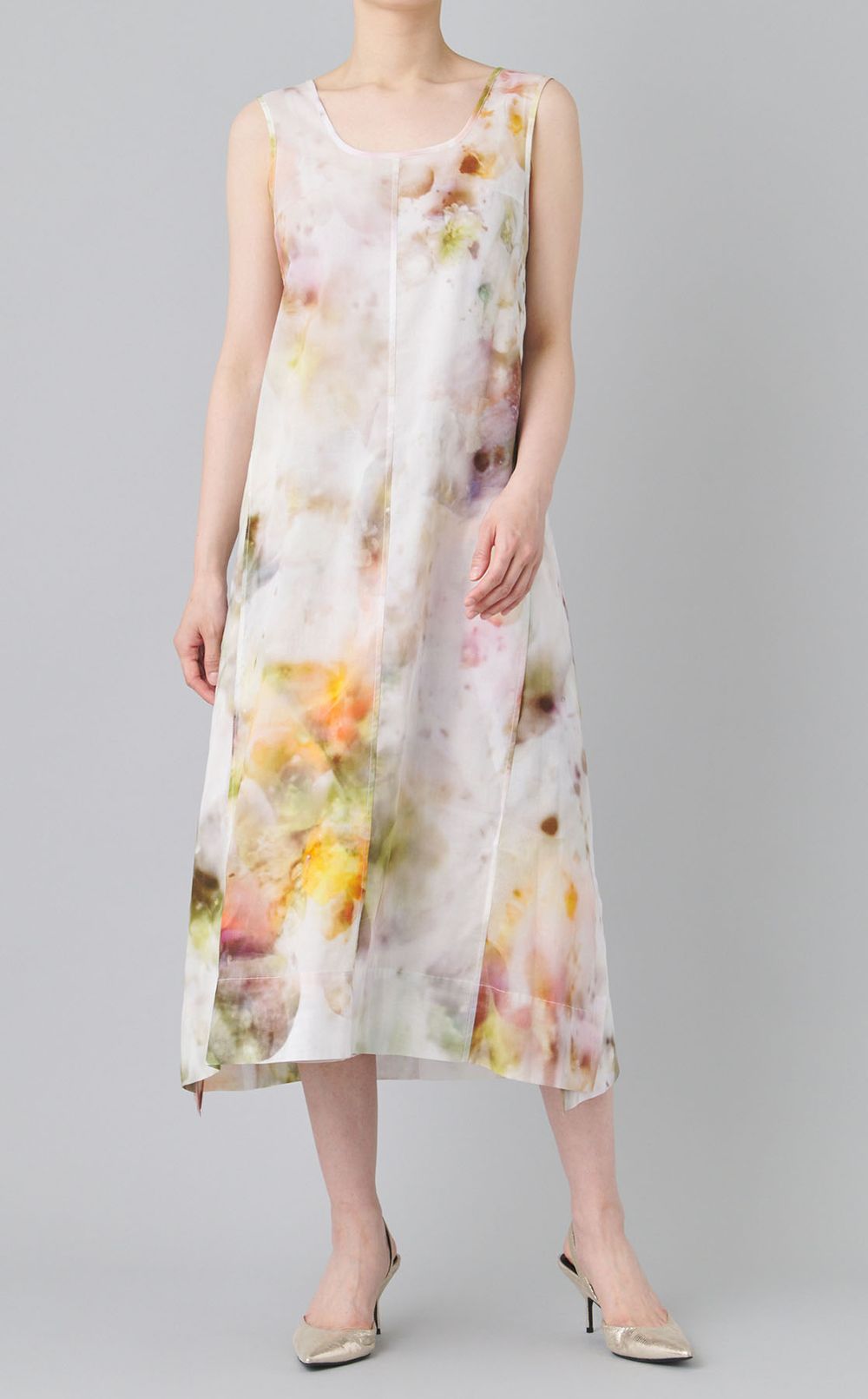 グラデーションプリントラップドレス