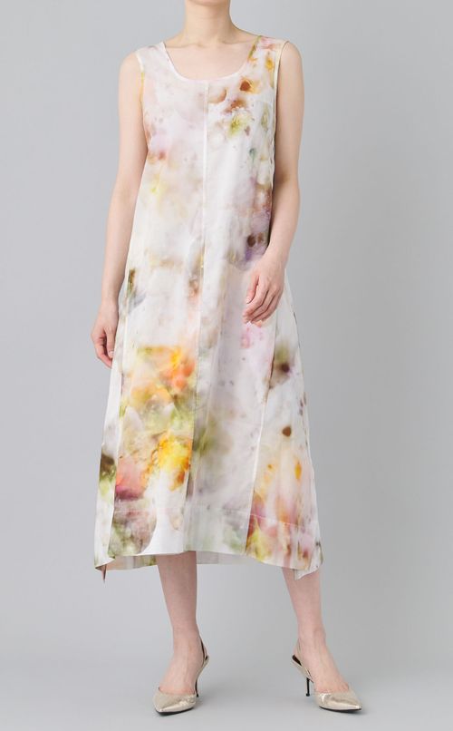 グラデーションプリントラップドレス