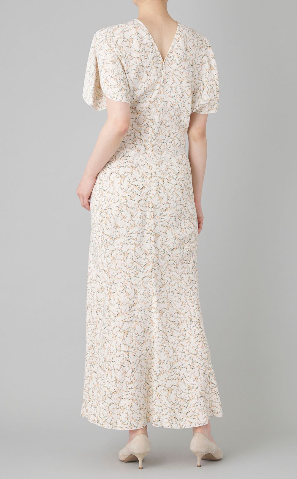 フラワープリン卜ミディワンピース