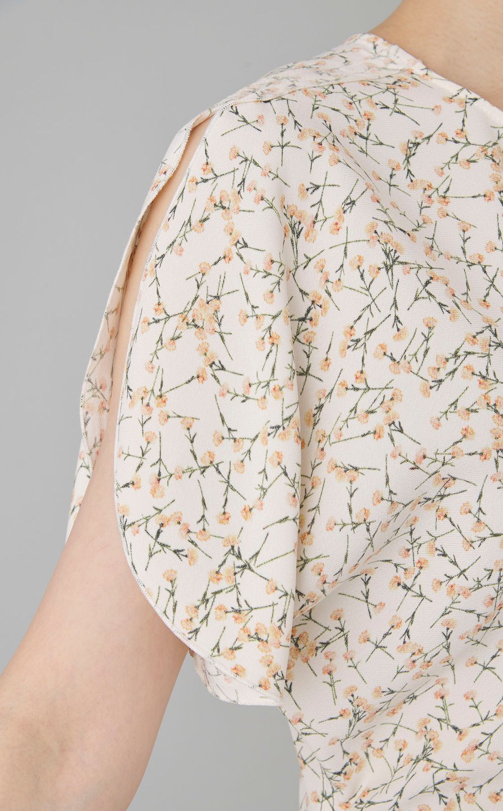 フラワープリン卜ミディワンピース