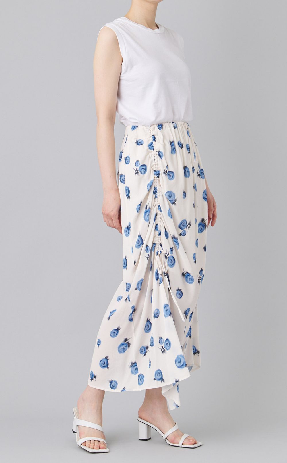 フラワープリントドレープスカート