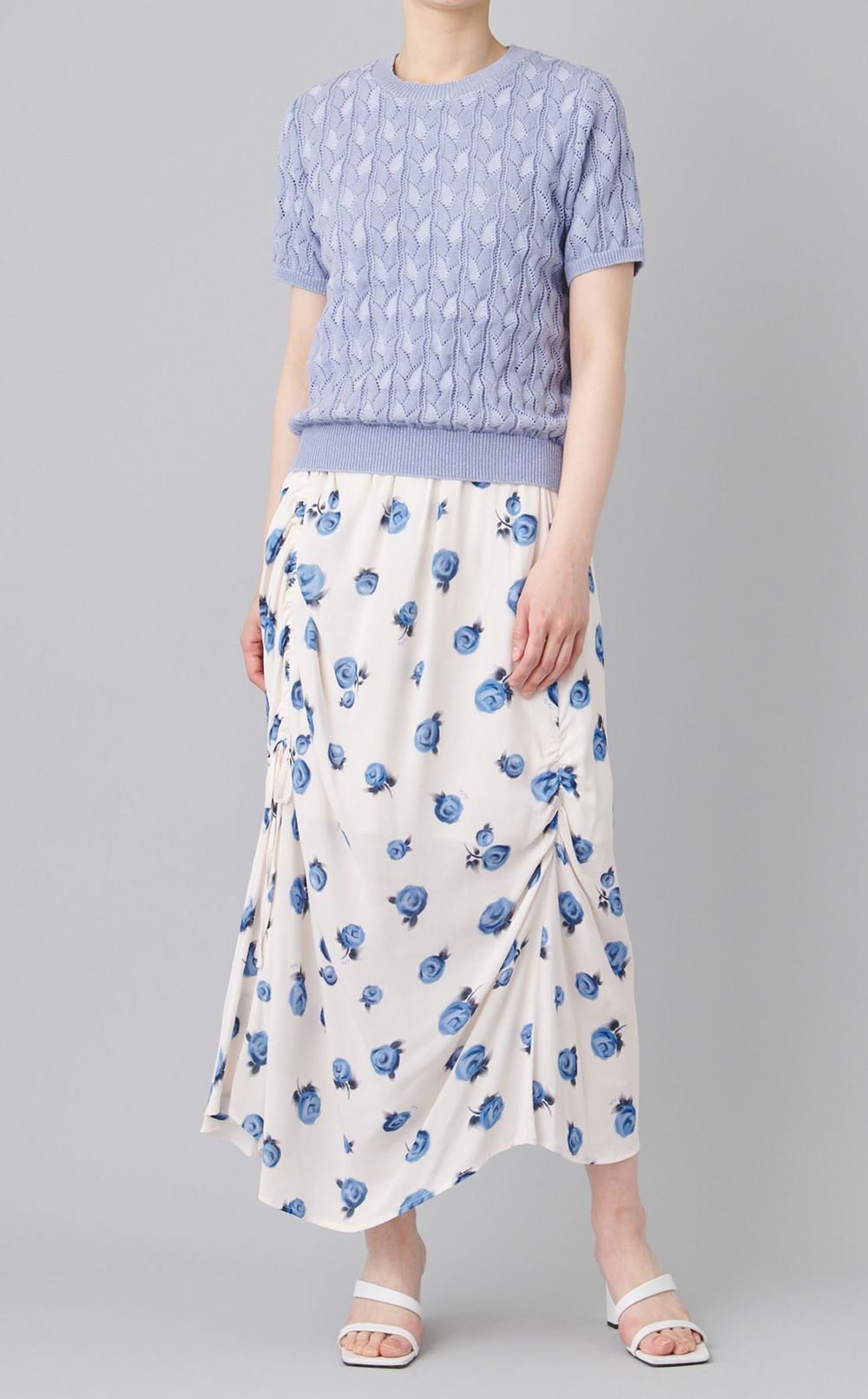 フラワープリントドレープスカート