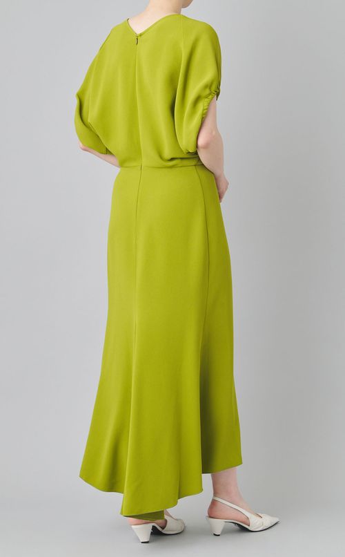 ギャザースリーブVネックワンピース