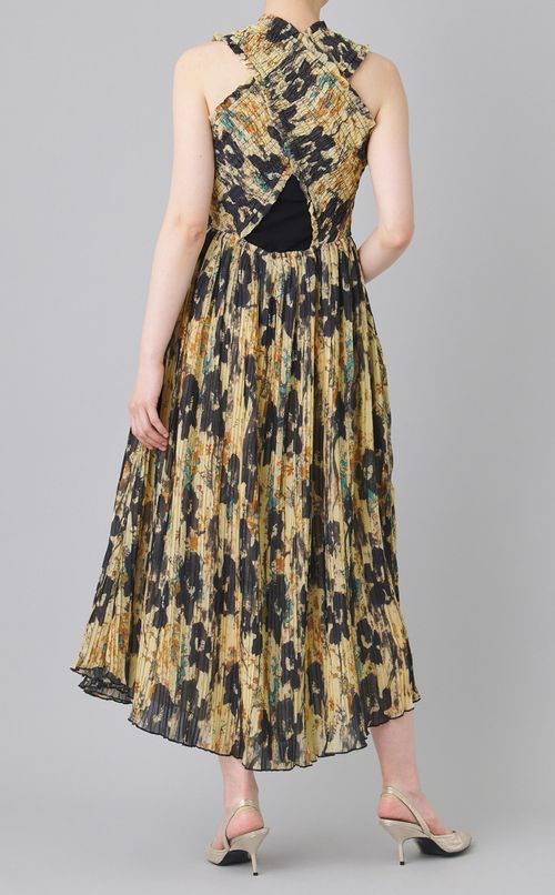 フラワー柄シャーリングワンピース