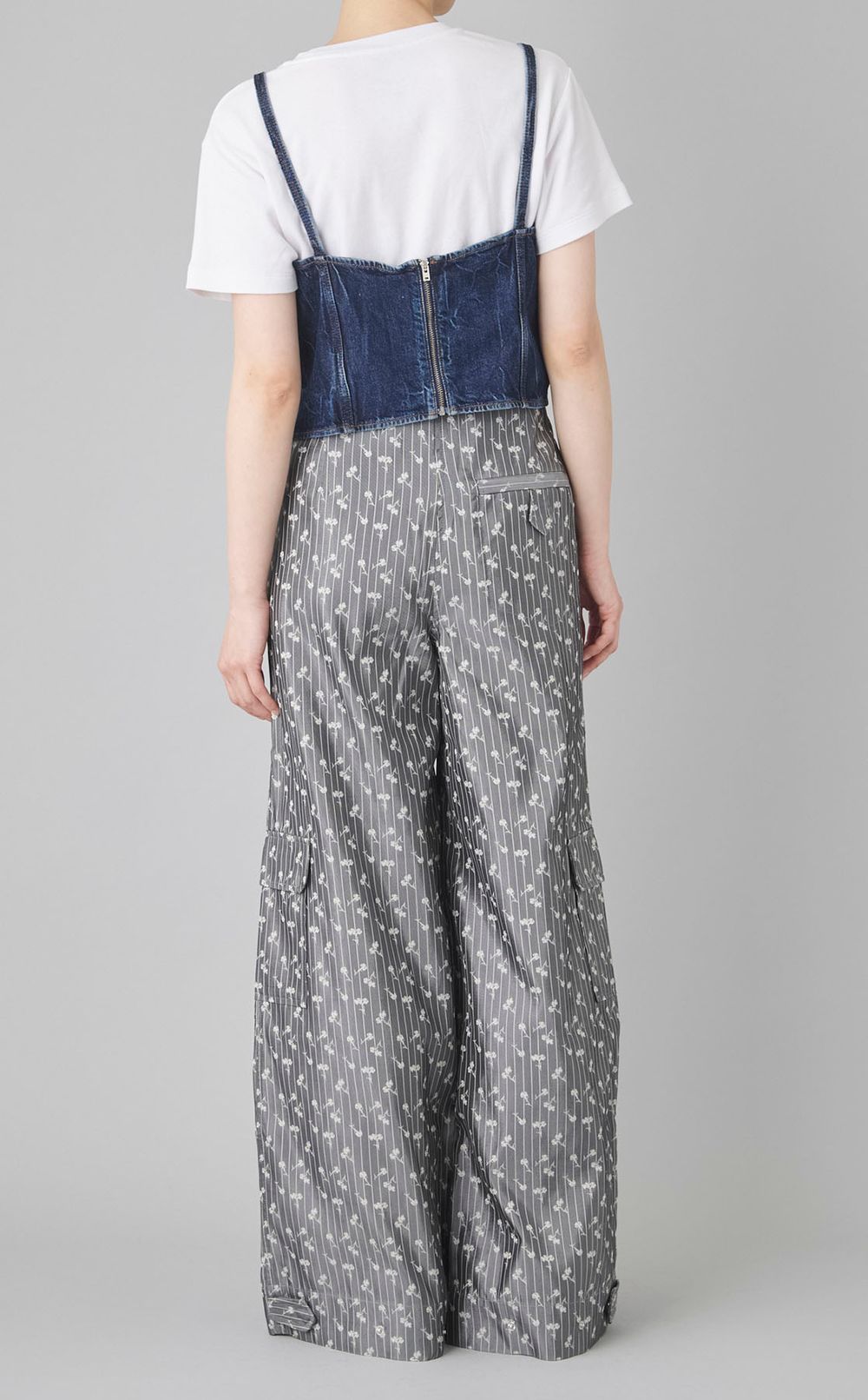 ハトメリボンデニムストラップトップ