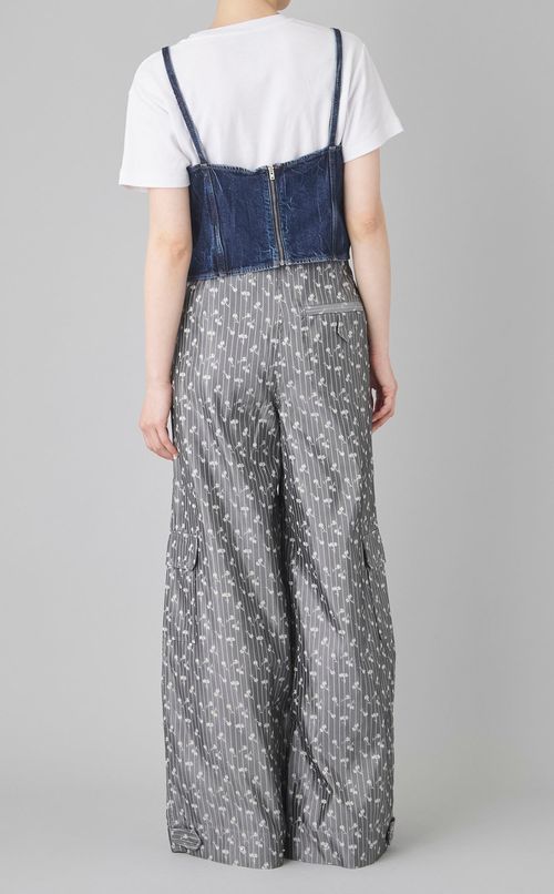 ハトメリボンデニムストラップトップ