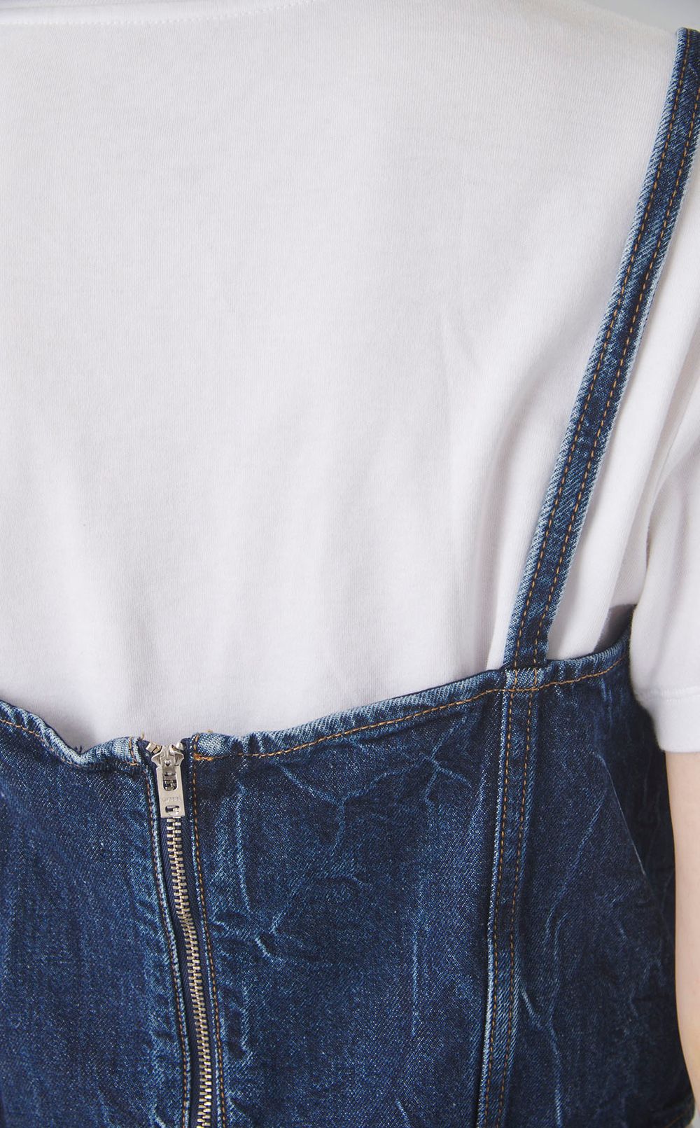 ハトメリボンデニムストラップトップ