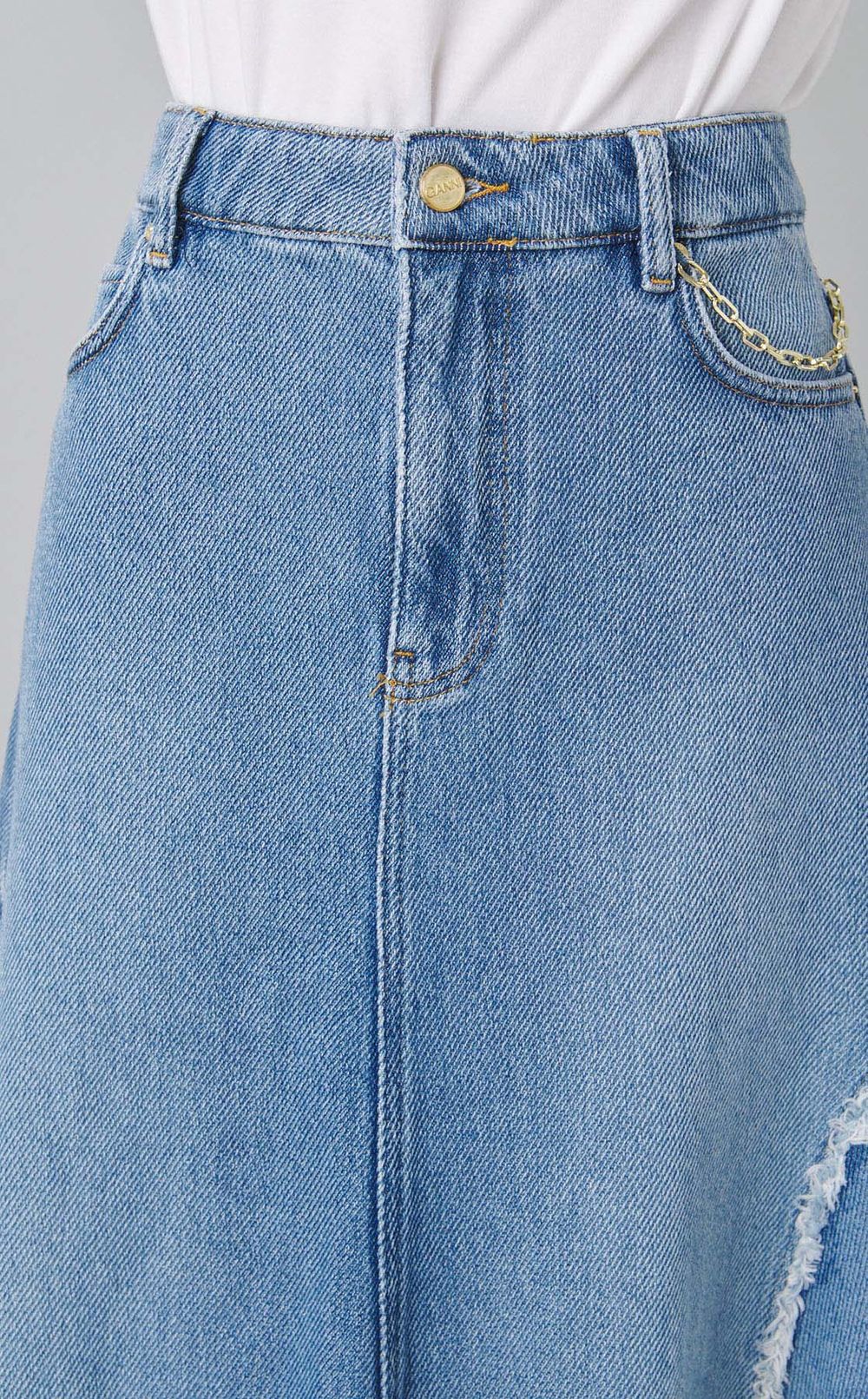 チェーン付デニムミディスカート