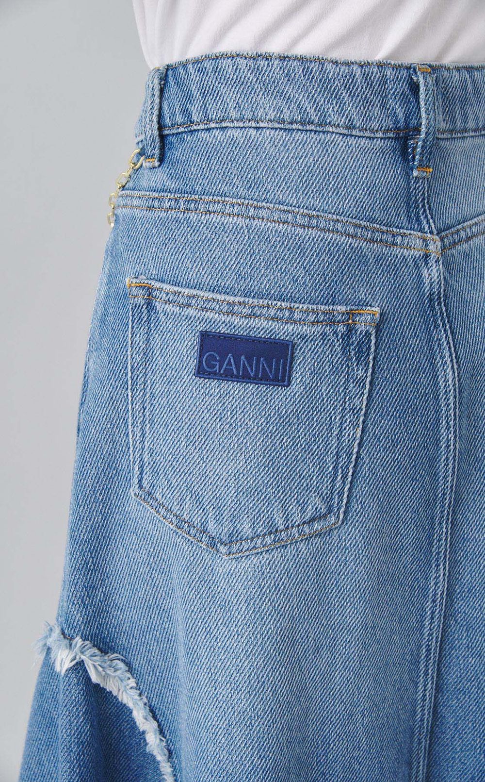 チェーン付デニムミディスカート