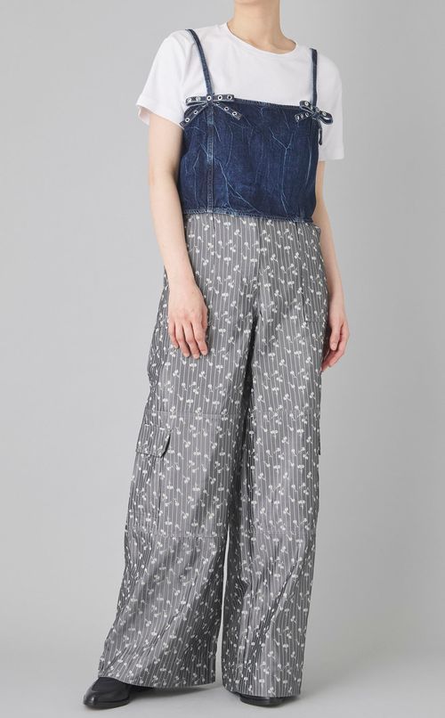 フラワージャガードカーゴパンツ