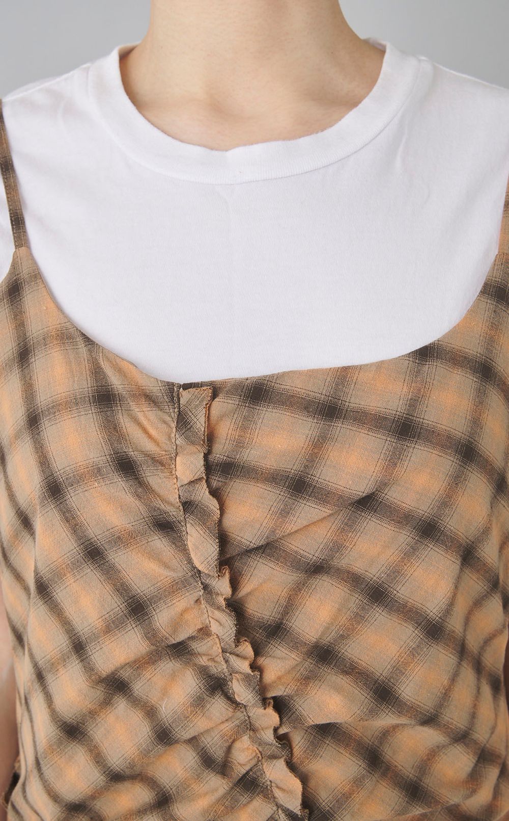 チェックコンビフリルワンピース