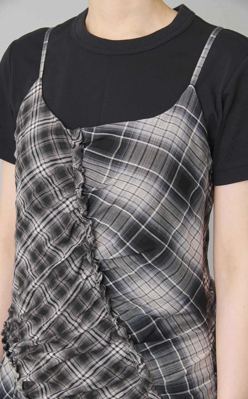 チェックコンビフリルワンピース