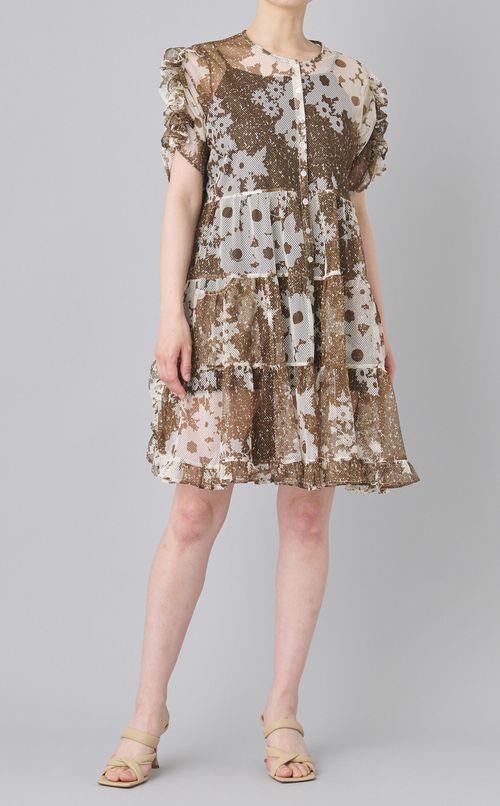 メッシュラッフルワンピース