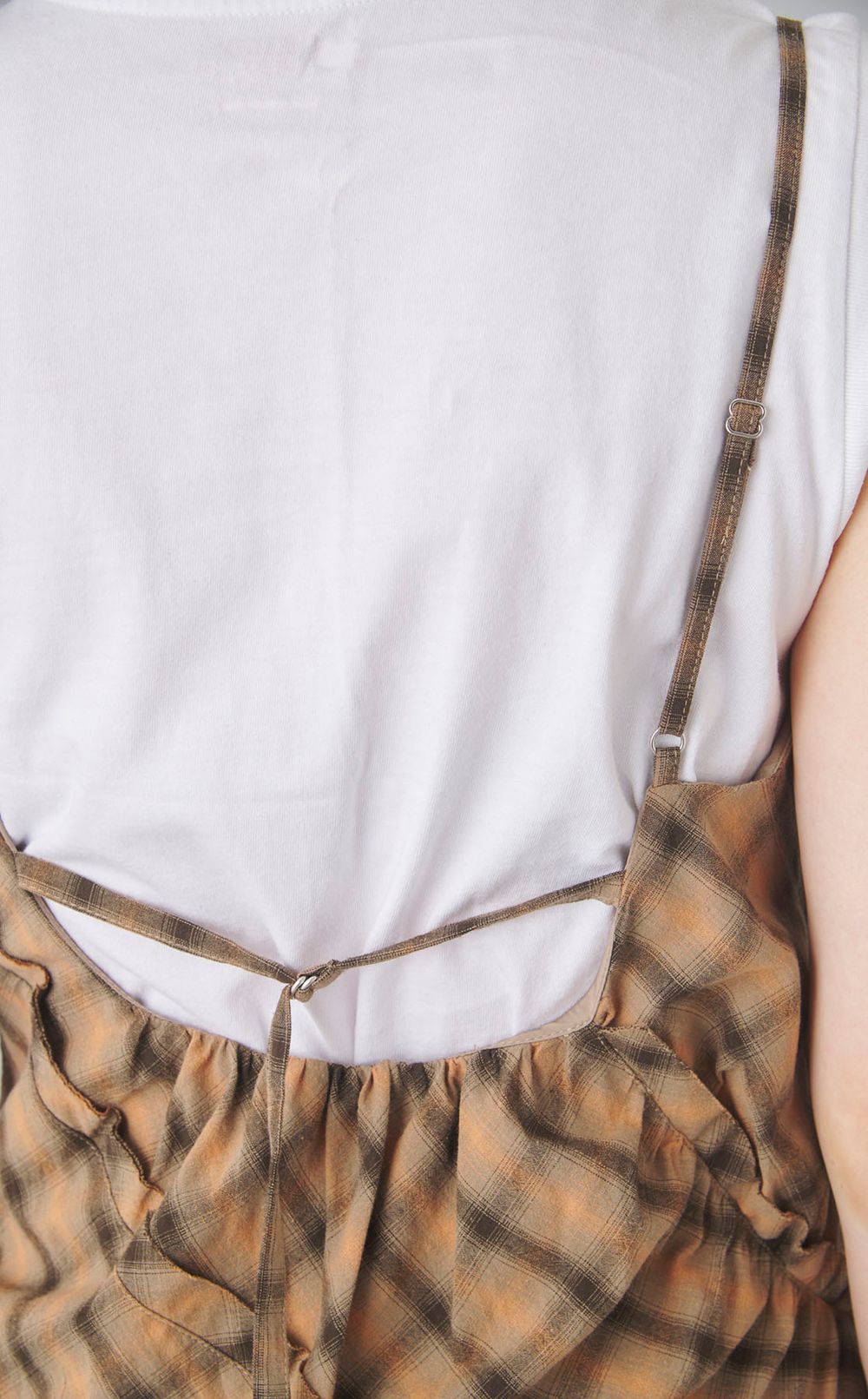 チェックコンビフリルワンピース