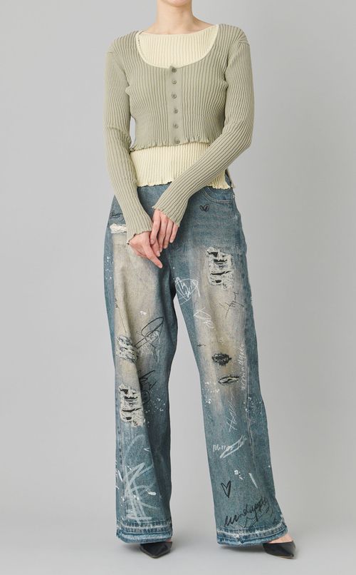 デニムプリントパンツ