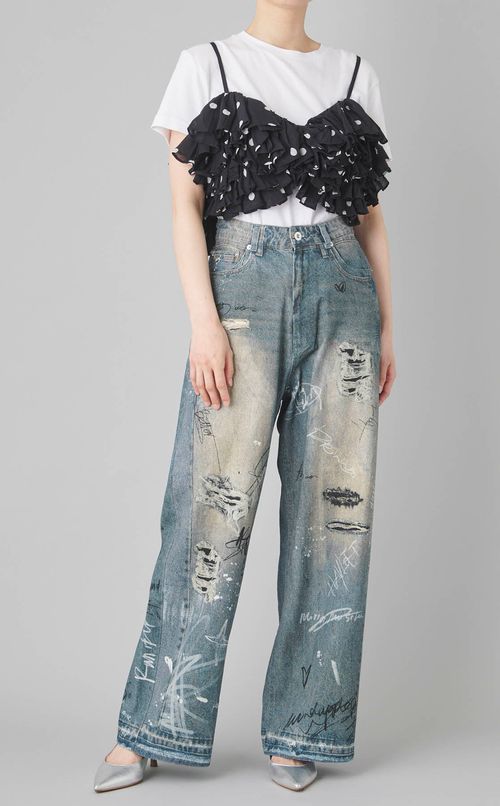 デニムプリントパンツ