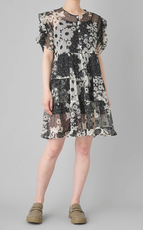 メッシュラッフルワンピース