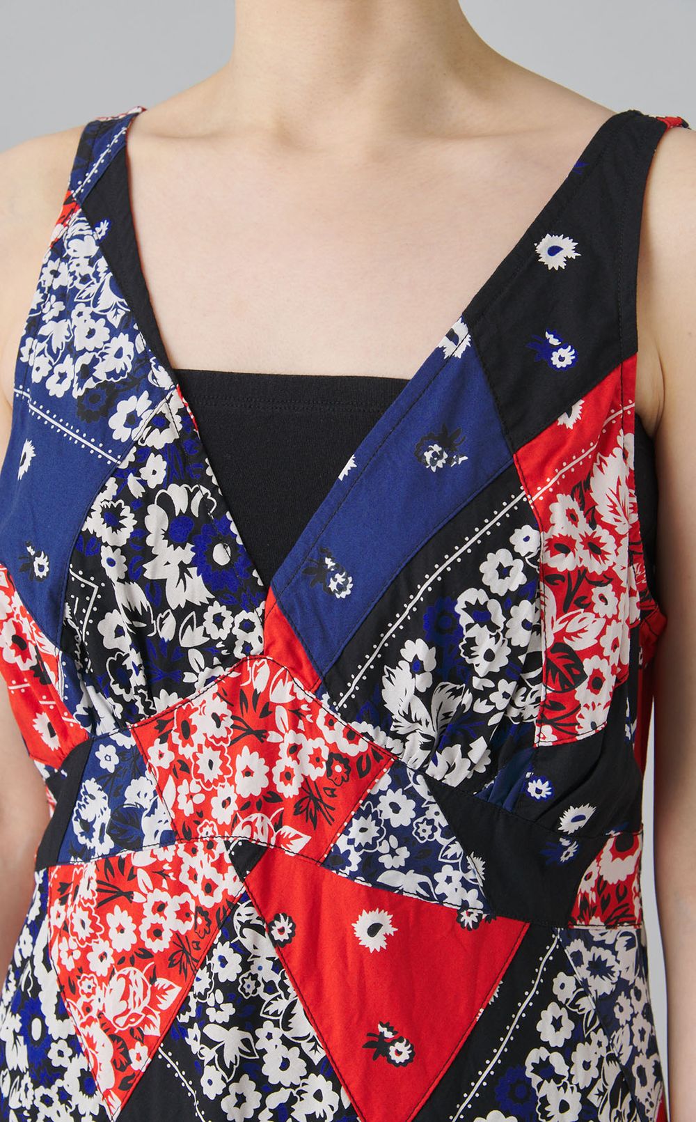 ダイヤゴナルパッチワークスリップドレス