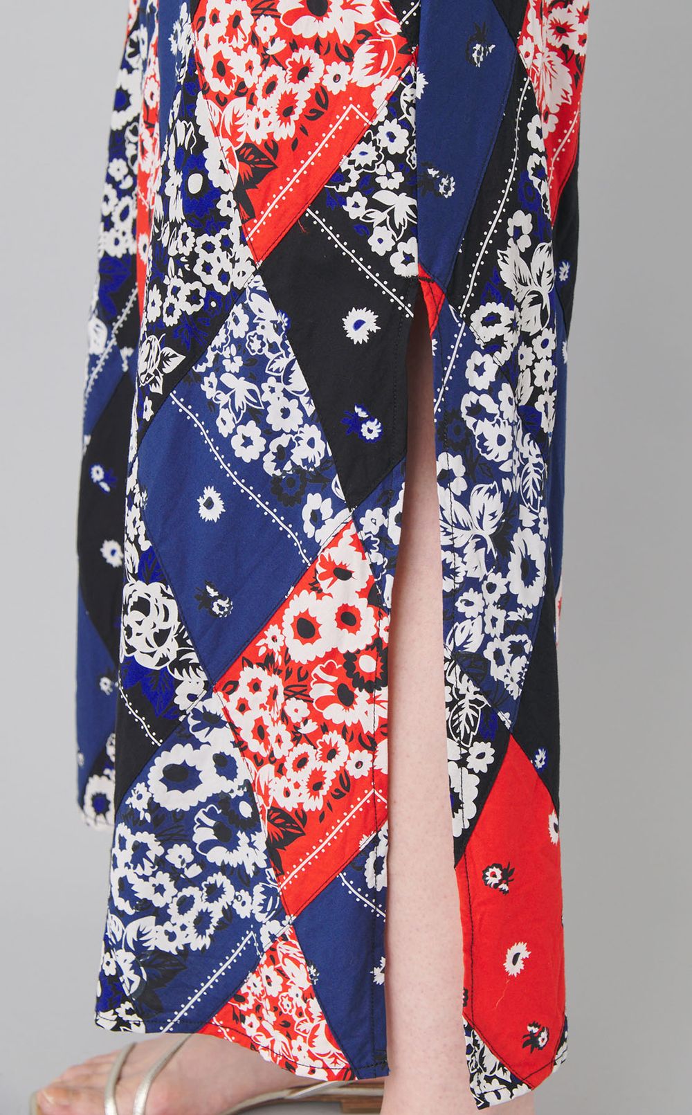 ダイヤゴナルパッチワークスリップドレス