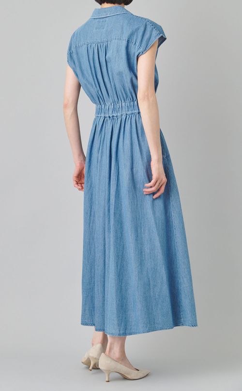 ライトデニムギャザーワンピース