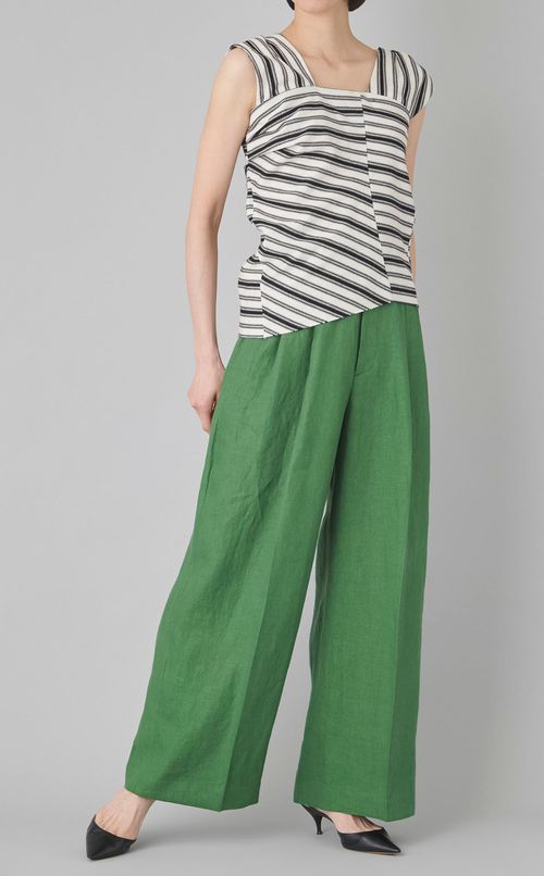 リネンオックスフォードワイドパンツ