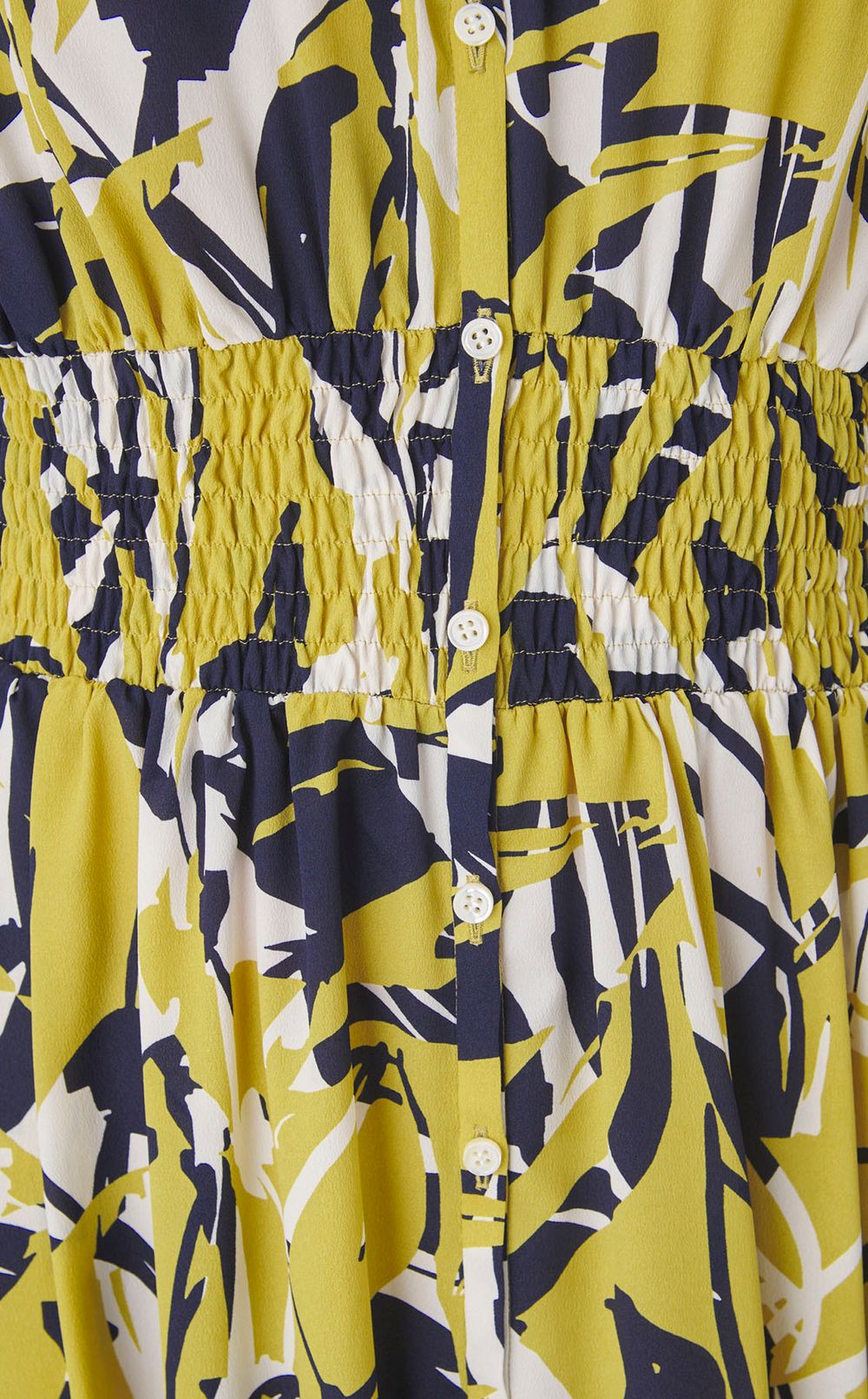 リーフプリントギャザーワンピース