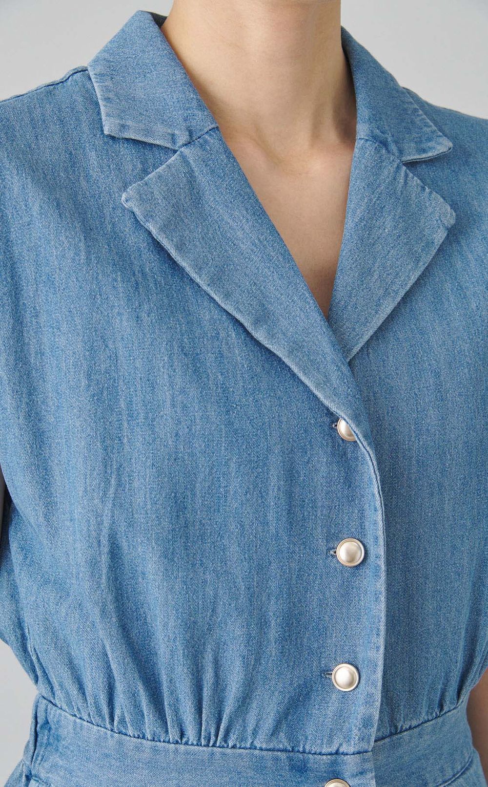 ライトデニムギャザーワンピース