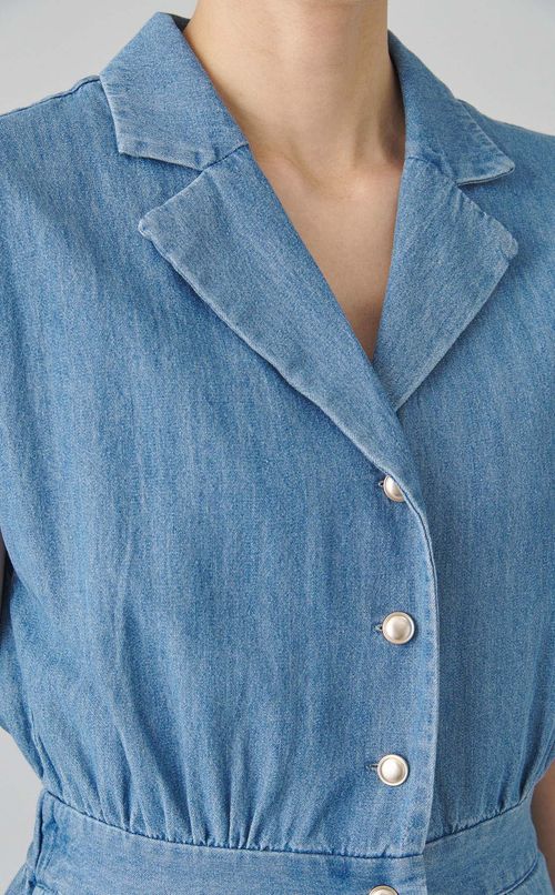 ライトデニムギャザーワンピース